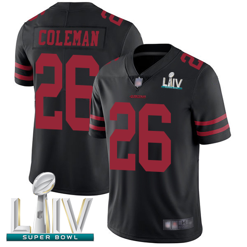 49ers #26 Tevin Coleman Black Alternate Super Bowl LIV Bound Men's Stitched Football Vapor Untouchable Limited Jersey 49ers #26 Tevin Coleman Black Alternate Super Bowl LIV Bound Men's Stitched Football Vapor Untouchable Limited Jersey