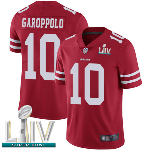 Nike 49ers #10 Jimmy Garoppolo Red Team Color Super Bowl LIV Bound Men's Stitched NFL Vapor Untouchable Limited Jersey