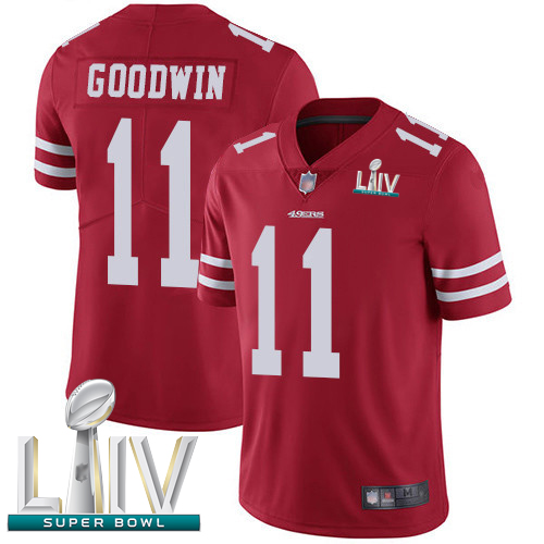 Nike 49ers #11 Marquise Goodwin Red Team Color Super Bowl LIV Bound Men's Stitched NFL Vapor Untouchable Limited Jersey