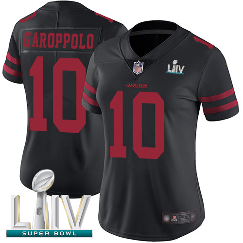 Nike 49ers #10 Jimmy Garoppolo Black Alternate Super Bowl LIV Bound Women's Stitched NFL Vapor Untouchable Limited Jersey