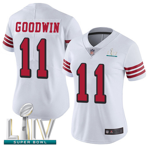 Nike 49ers #11 Marquise Goodwin White Rush Super Bowl LIV Bound Women's Stitched NFL Vapor Untouchable Limited Jersey