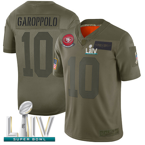 Nike 49ers #10 Jimmy Garoppolo Camo Super Bowl LIV Bound Youth Stitched NFL Limited 2019 Salute to Service Jersey